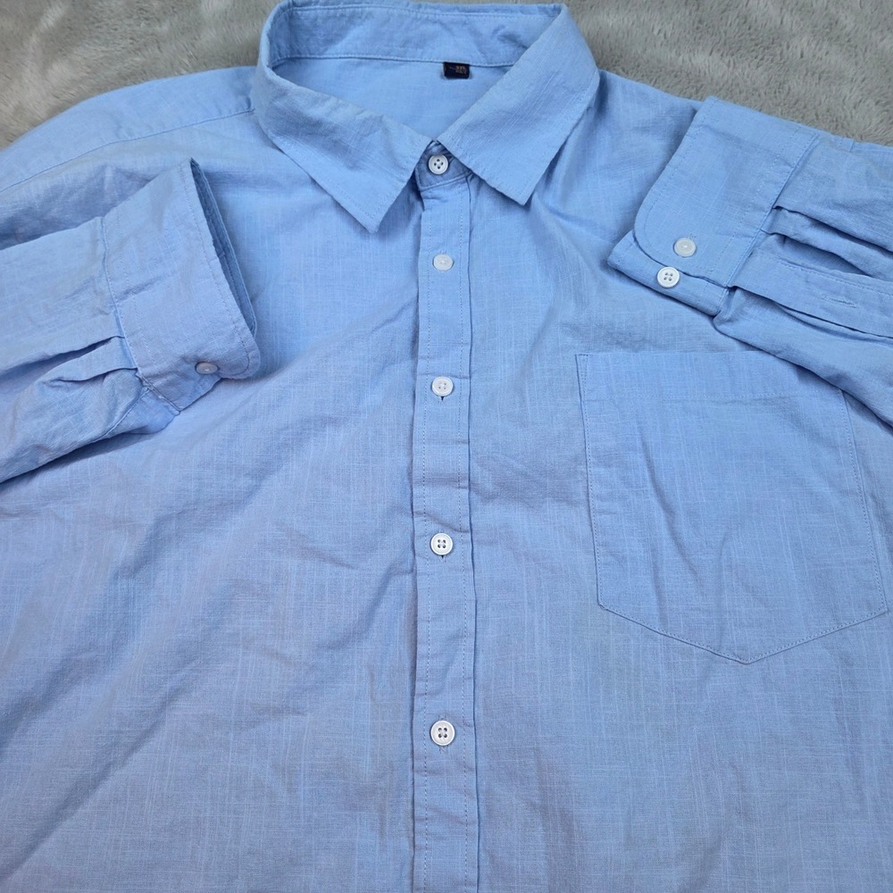 Design In Italy Button Down Shirt Mens 3XL Light Blue Long Sleeve Luxury Pocket